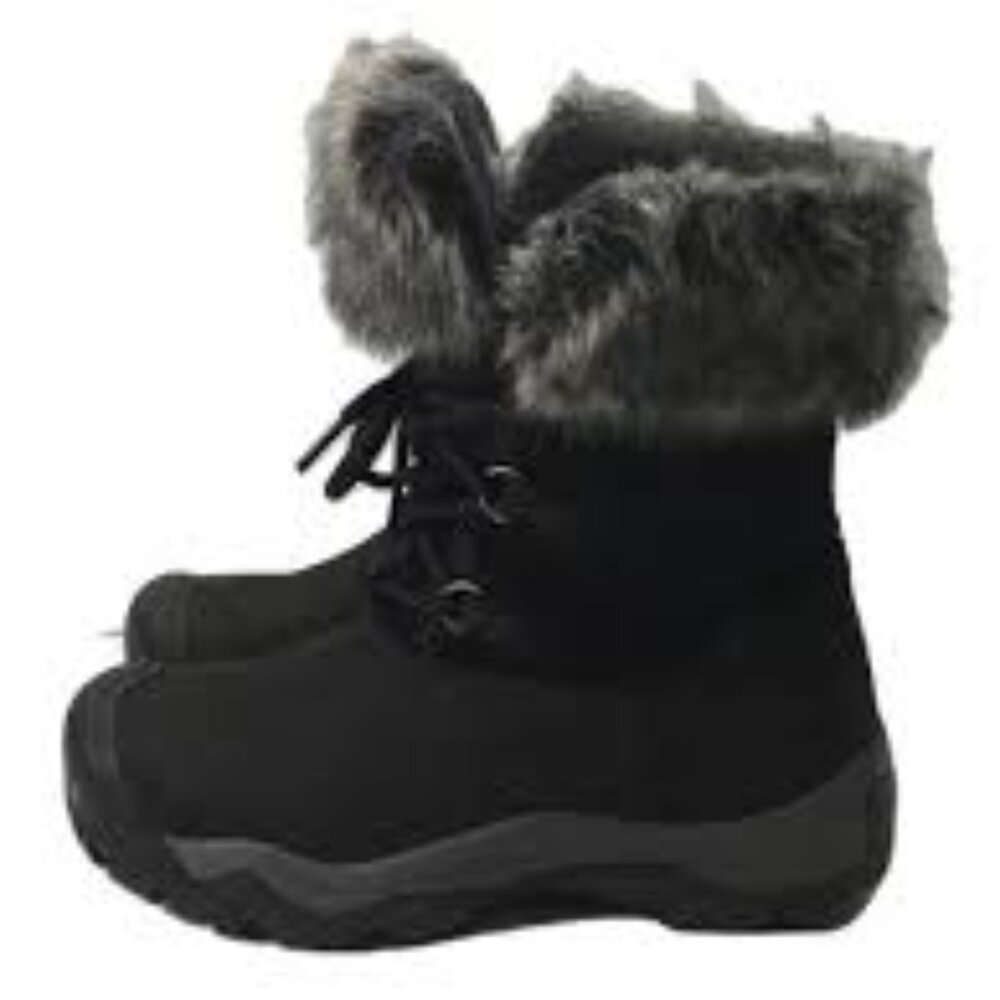 Keen Women's Black Helena 52026-JBDS Leather Fur‎ Winter Snow Boots Size 9